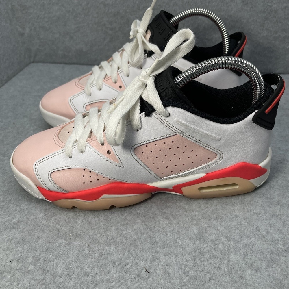 Nike Air Jordan 6 Retro Low GS 4.5Y White Pink Women's 6 Youth Girl Sneakers